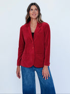 BRITT blazer Burgundy Velour - Lesley Evers-Jacket-Shop-Shop/All Products