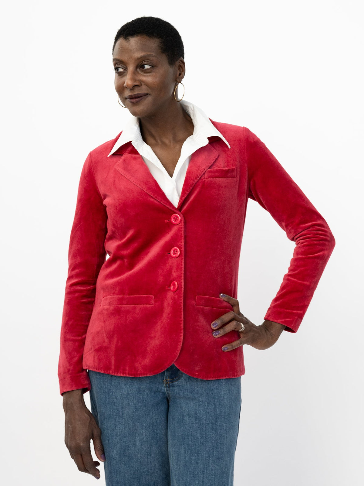 BRITT blazer Burgundy Velour - Lesley Evers-Jacket-Shop-Shop/All Products