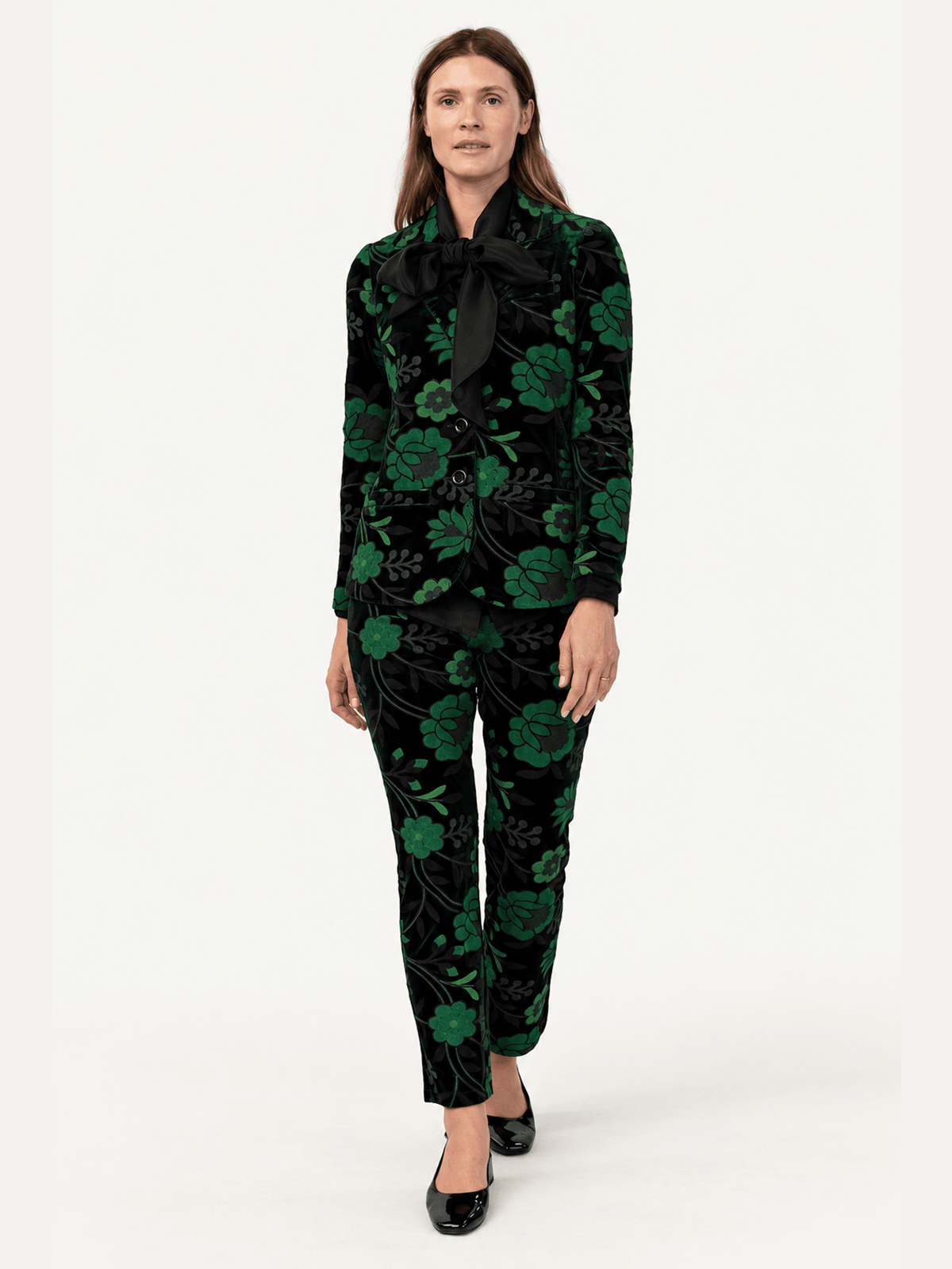 BRITT blazer Embroidered Velvet Green - Lesley Evers-Jacket-Shop-Shop/All Products