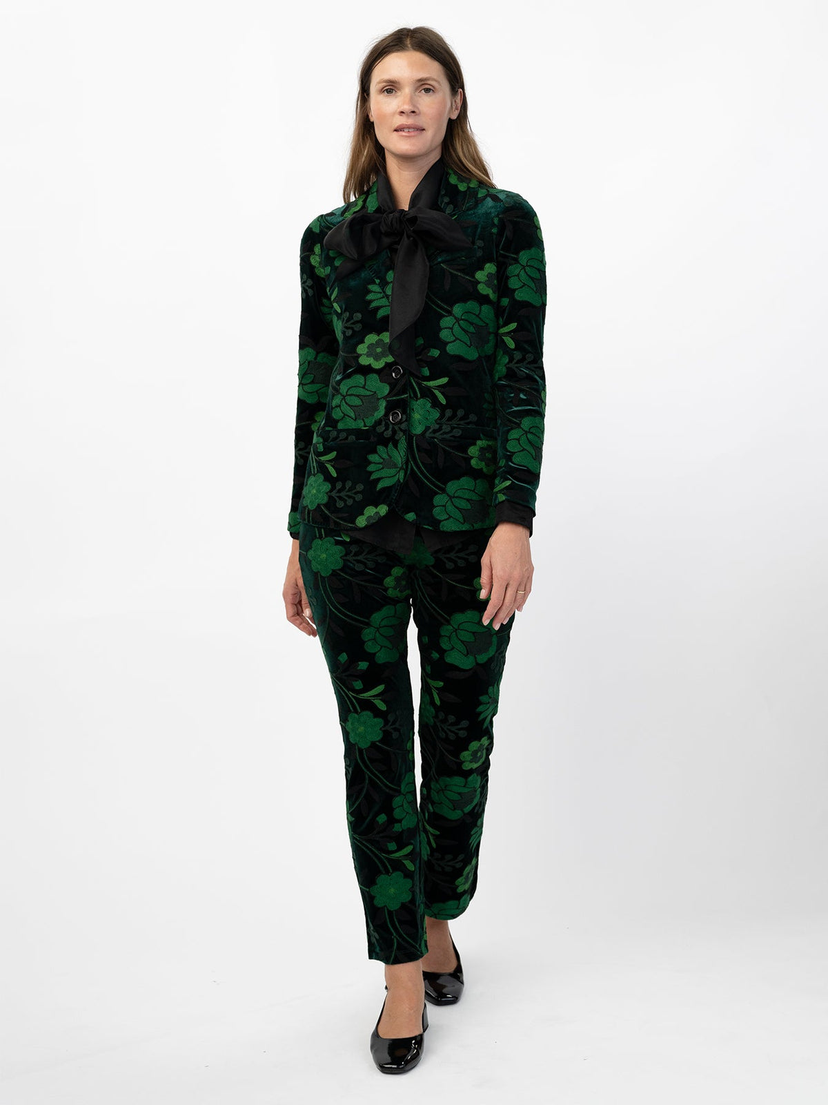 BRITT blazer Embroidered Velvet Green - Lesley Evers-Jacket-Shop-Shop/All Products