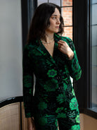 BRITT blazer Embroidered Velvet Green - Lesley Evers-Jacket-Shop-Shop/All Products