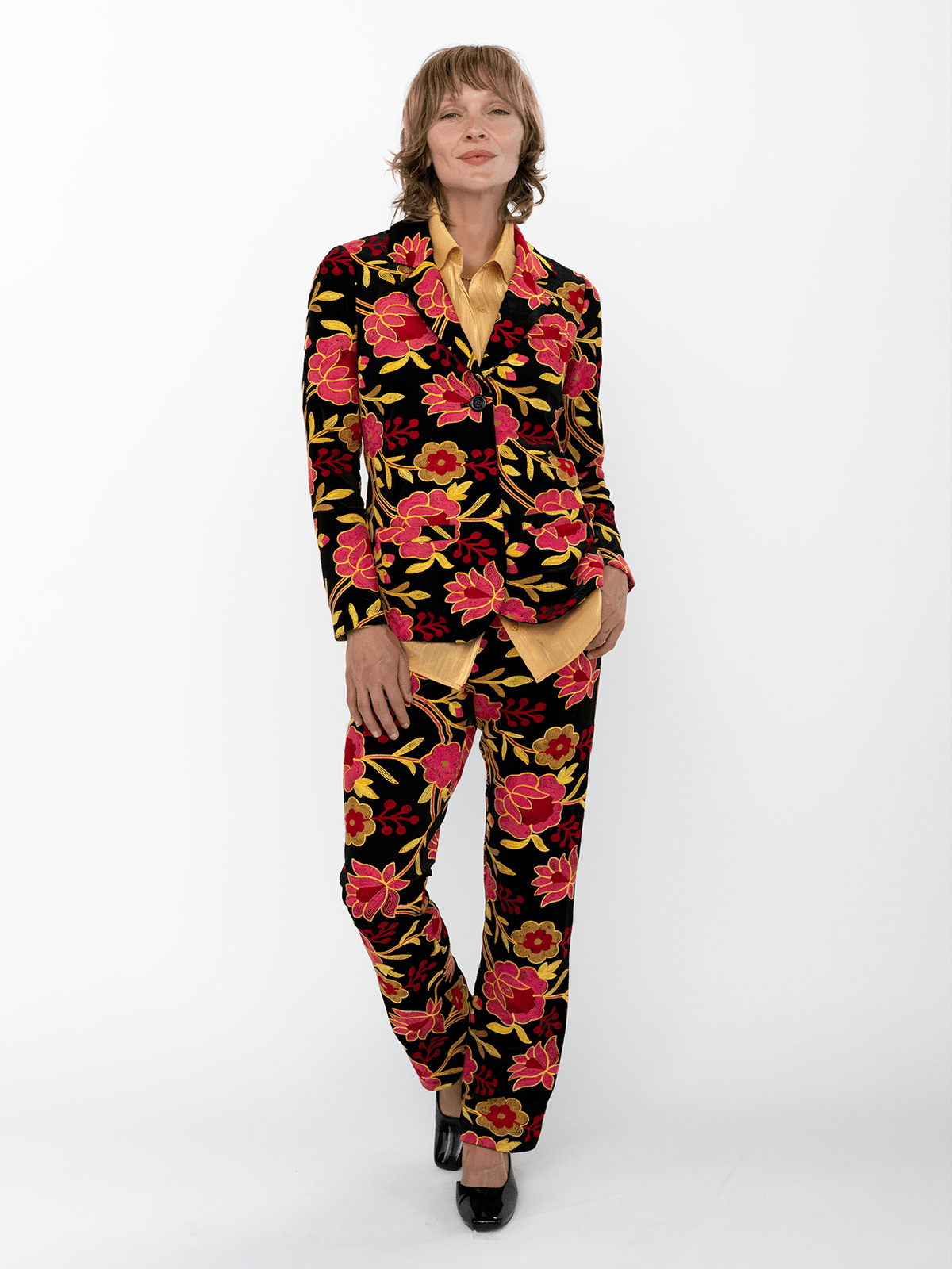 BRITT blazer Embroidered Velvet Pink - Lesley Evers-Jacket-Shop-Shop/All Products