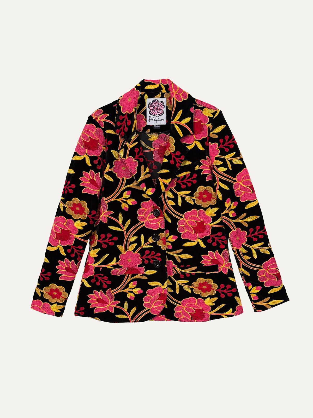 BRITT blazer Embroidered Velvet Pink - Lesley Evers-Jacket-Shop-Shop/All Products