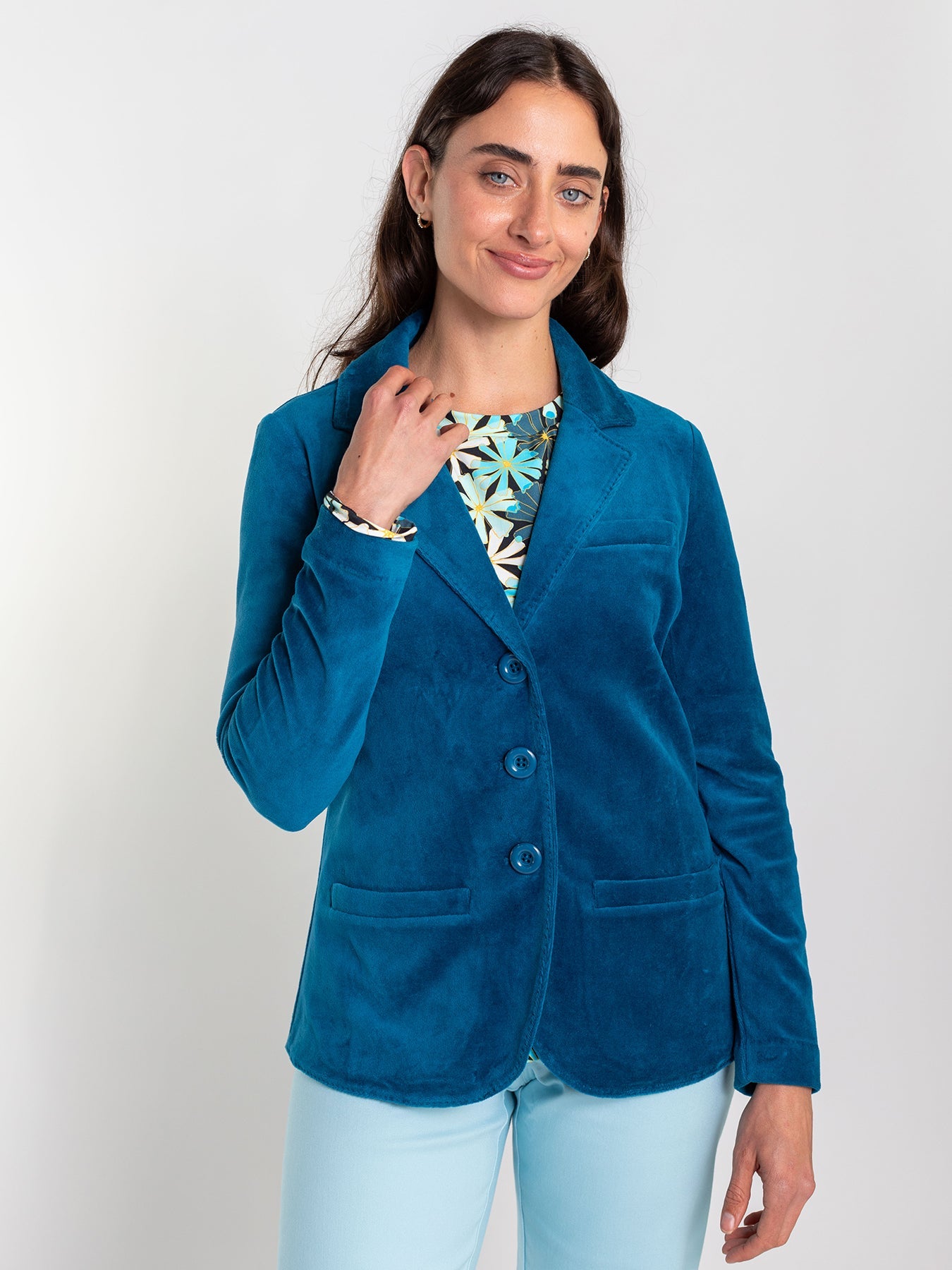 BRITT blazer Teal Velour - Lesley Evers - Black - service_blocked - Shop