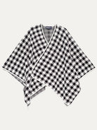 BRYNN cape Black and White Houndstooth - Lesley Evers-cape-cotton-knit