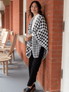 BRYNN cape Black and White Houndstooth - Lesley Evers - cape - cotton - knit