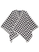 BRYNN cape Black and White Plaid - Lesley Evers - cape - cotton - knit