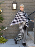 BRYNN cape Black and White Plaid - Lesley Evers - cape - cotton - knit