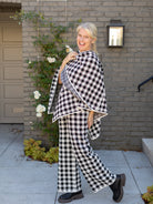 BRYNN cape Black and White Plaid - Lesley Evers - cape - cotton - knit