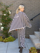 BRYNN cape Black and White Plaid - Lesley Evers - cape - cotton - knit