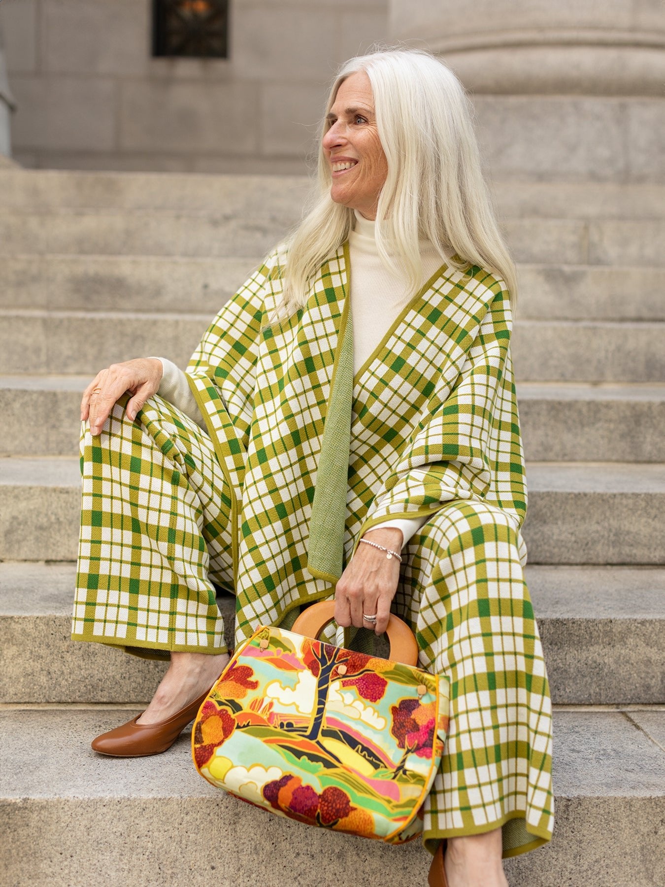 BRYNN cape Olive Plaid - Lesley Evers - Accessories - cape - cotton