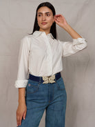 BUTTERFLY Belt Buckle with Barcelona Blue Belt Strap - Lesley Evers - Accessories - accessory - belt