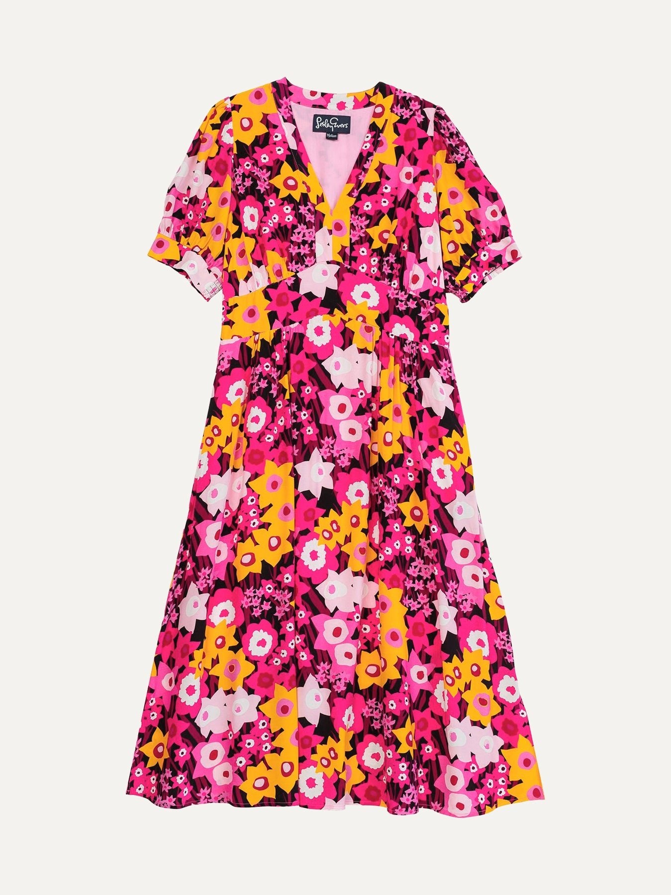 CAROLINE dress Daffodils Pink - Lesley Evers-daffodils-Dress-Pink