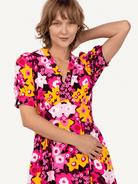 CAROLINE dress Daffodils Pink - Lesley Evers-daffodils-Dress-Pink