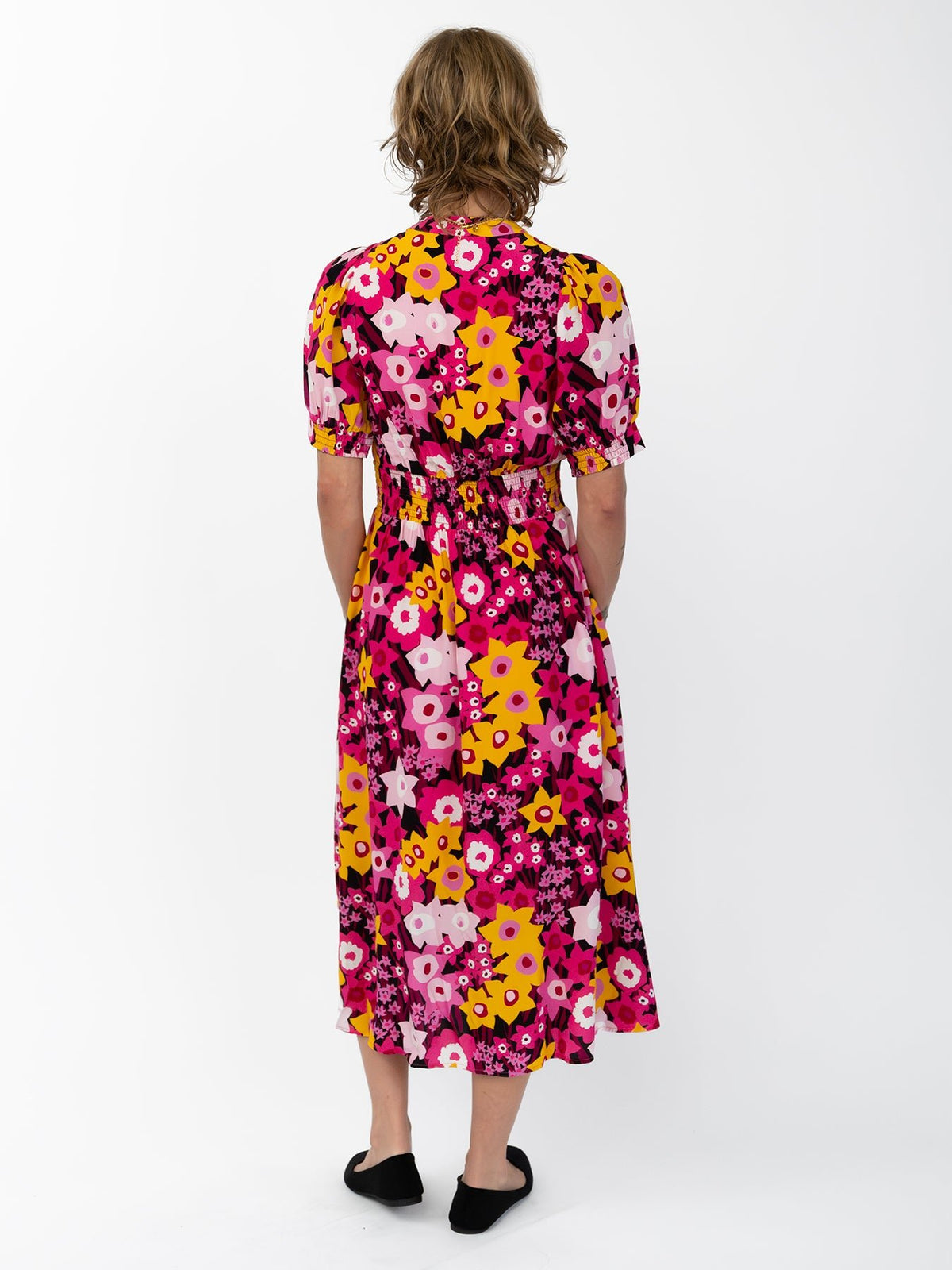 CAROLINE dress Daffodils Pink - Lesley Evers-daffodils-Dress-Pink