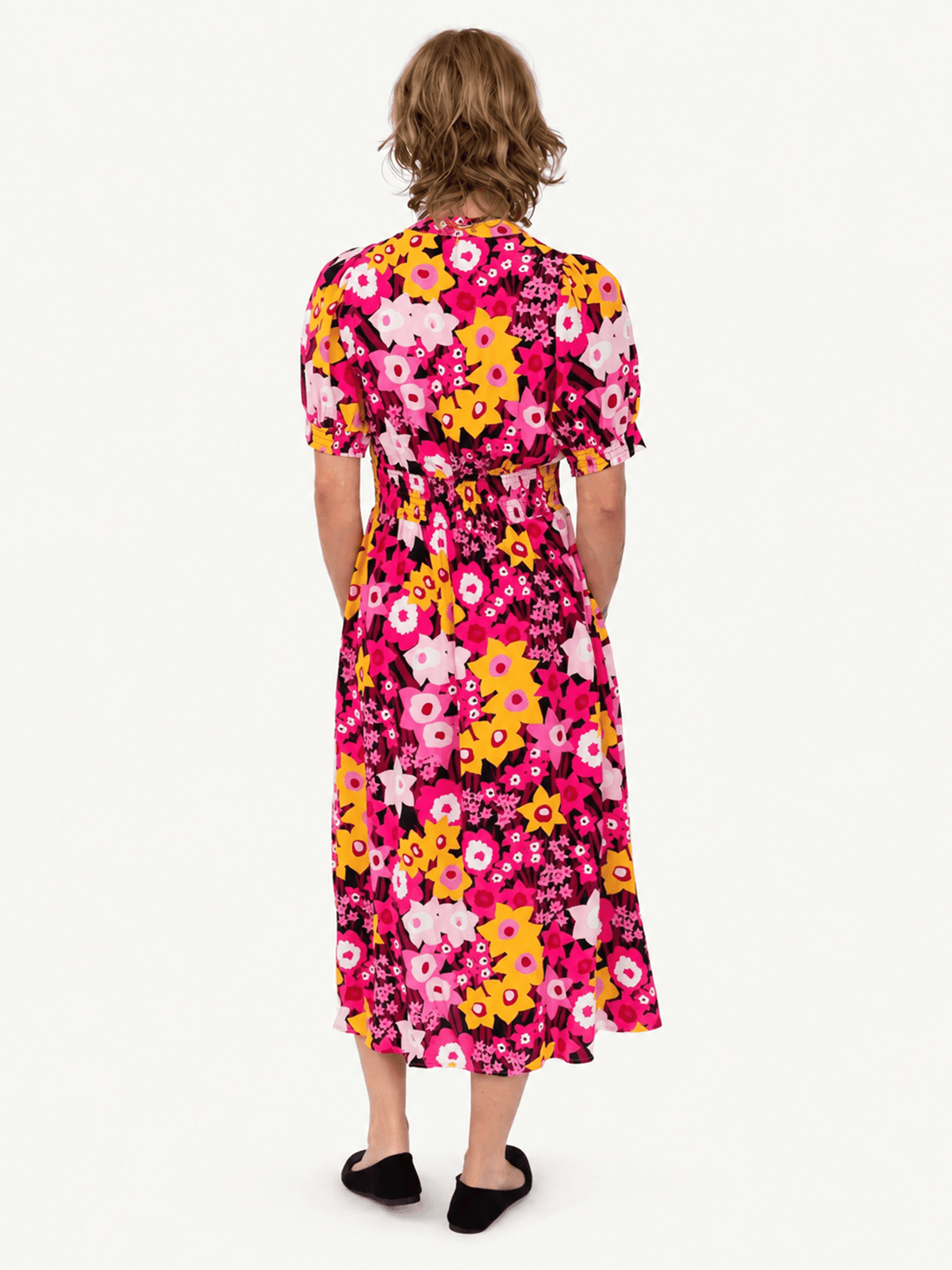 CAROLINE dress Daffodils Pink - Lesley Evers-daffodils-Dress-Pink