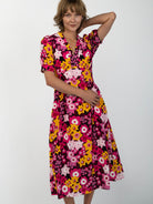 CAROLINE dress Daffodils Pink - Lesley Evers-daffodils-Dress-Pink