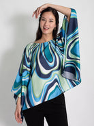 CELESTE silk top Pinwheel Navy - Lesley Evers-celeste-chic silk-pinwheel