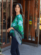 CELESTE silk top Wild Bloom Navy - Lesley Evers-celeste-chic silk-pinwheel