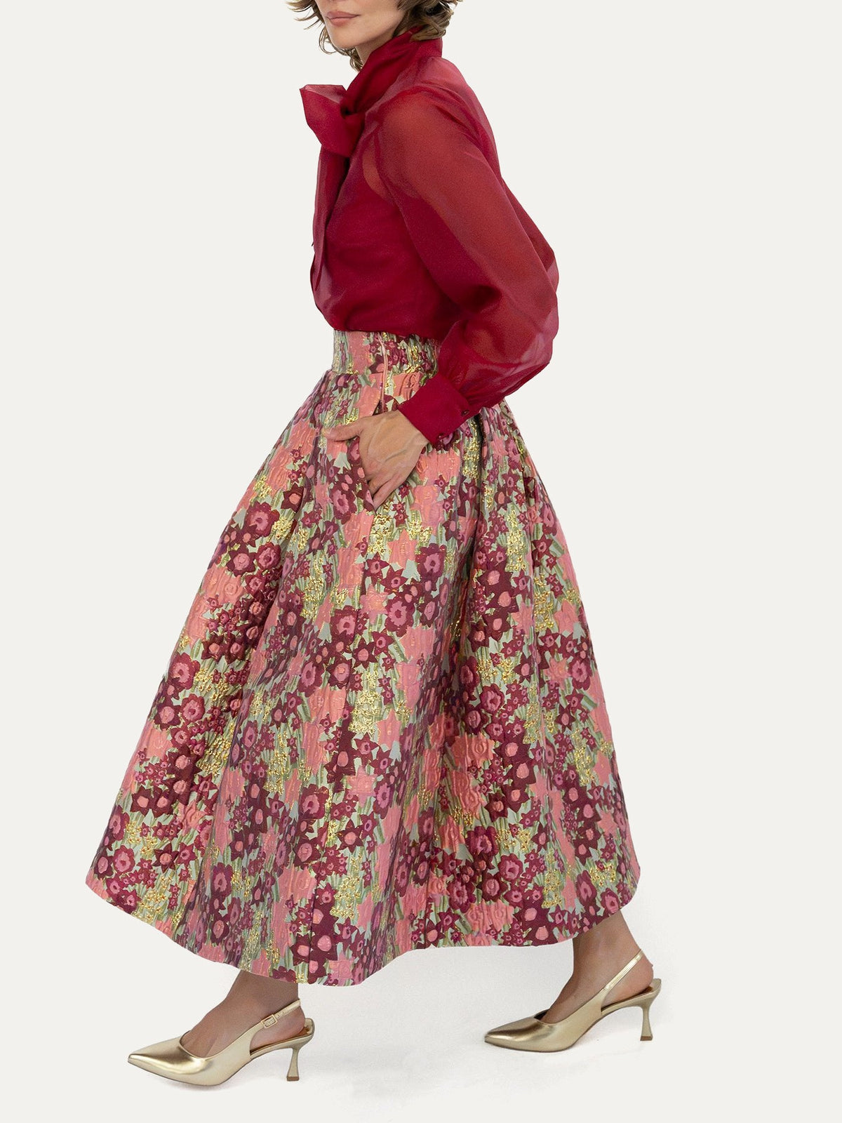 CELINE skirt Daffodils Pink - Lesley Evers-Bottoms-gown-Shop