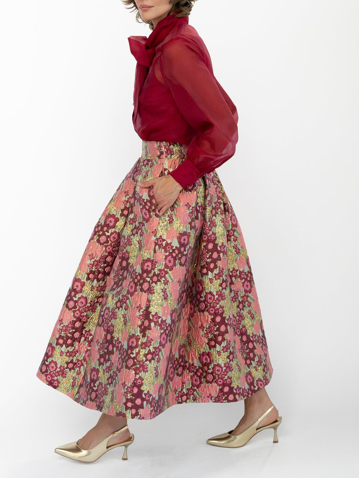 CELINE skirt Daffodils Pink - Lesley Evers-Bottoms-gown-Shop