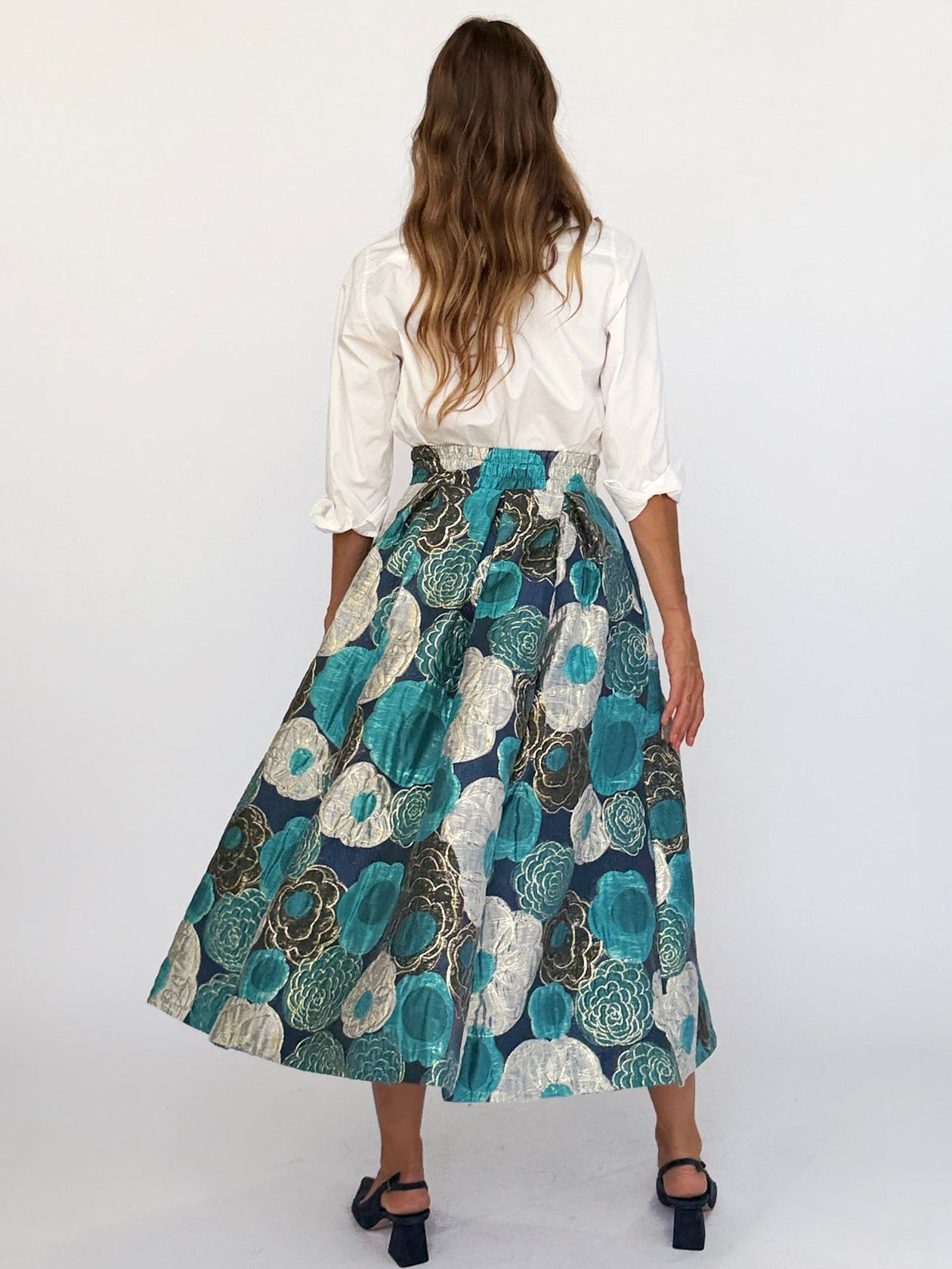 CELINE skirt Flower Charm Blue - Lesley Evers-Bottoms-gown-Shop