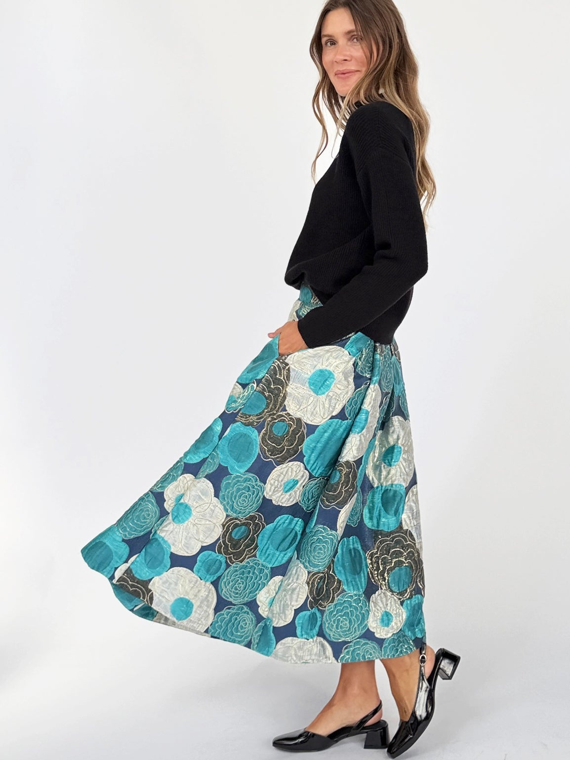 CELINE skirt Flower Charm Blue - Lesley Evers-Bottoms-gown-Shop