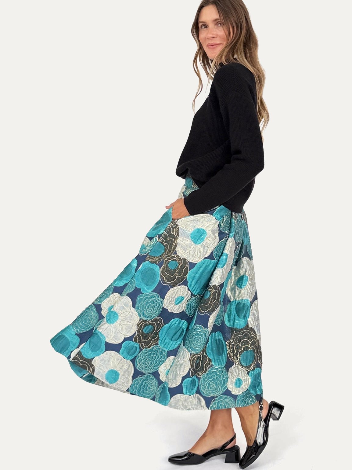 CELINE skirt Flower Charm Blue - Lesley Evers-Bottoms-gown-Shop