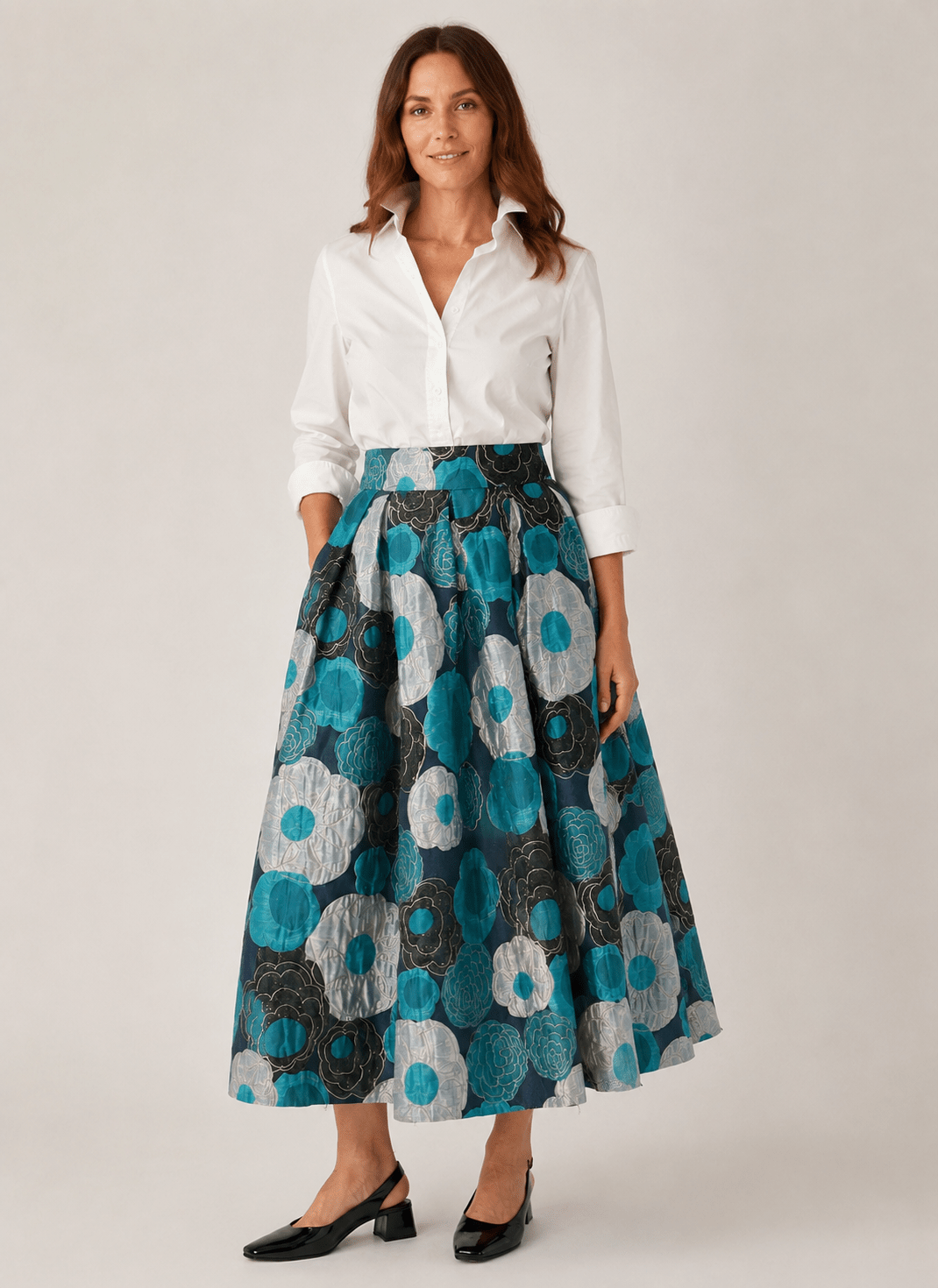 CELINE skirt Flower Charm Blue - Lesley Evers-Bottoms-gown-Shop