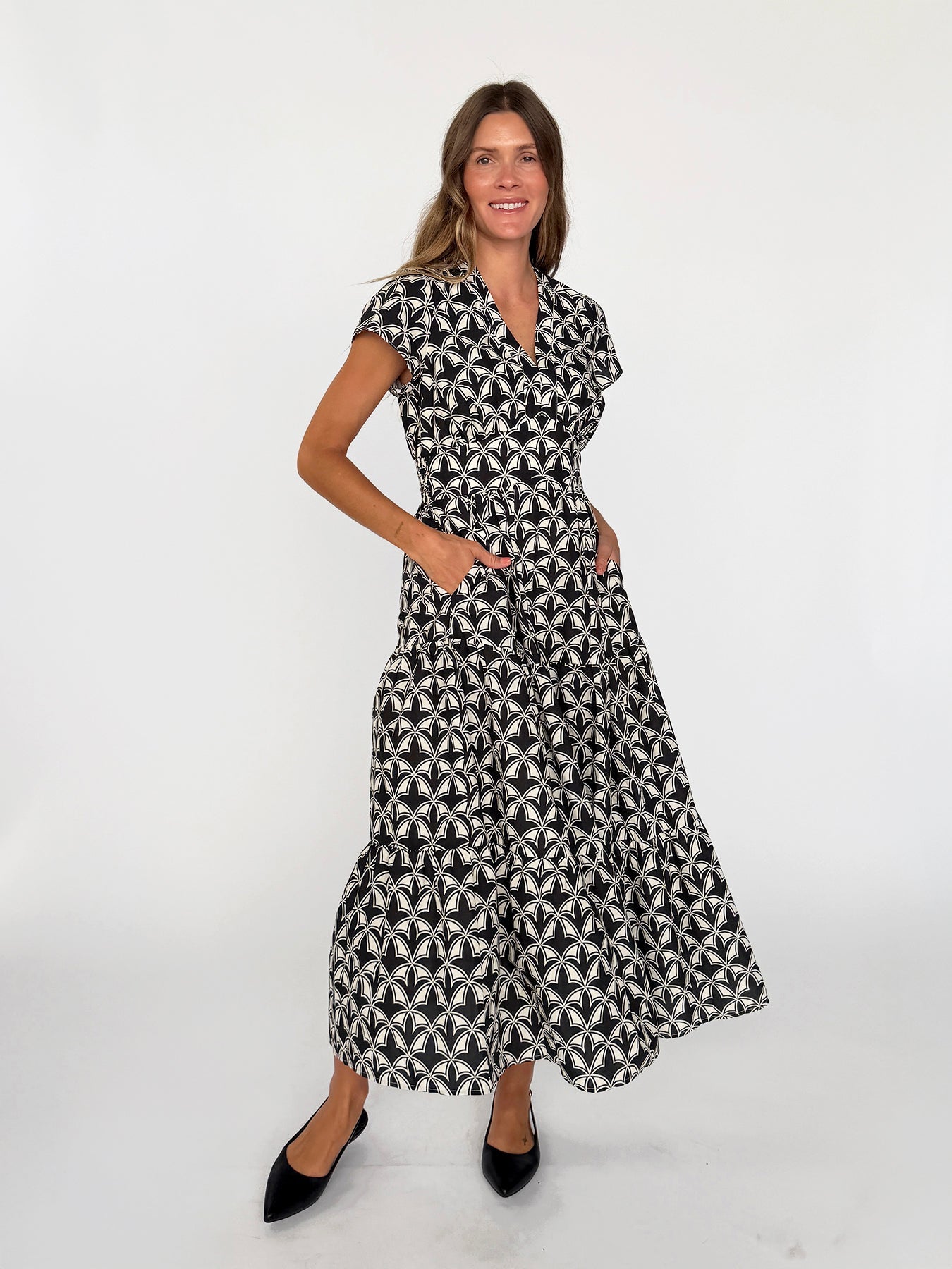 CHELSEA dress Valencia Black and Ivory - Lesley Evers-cotton dress-Dress-new