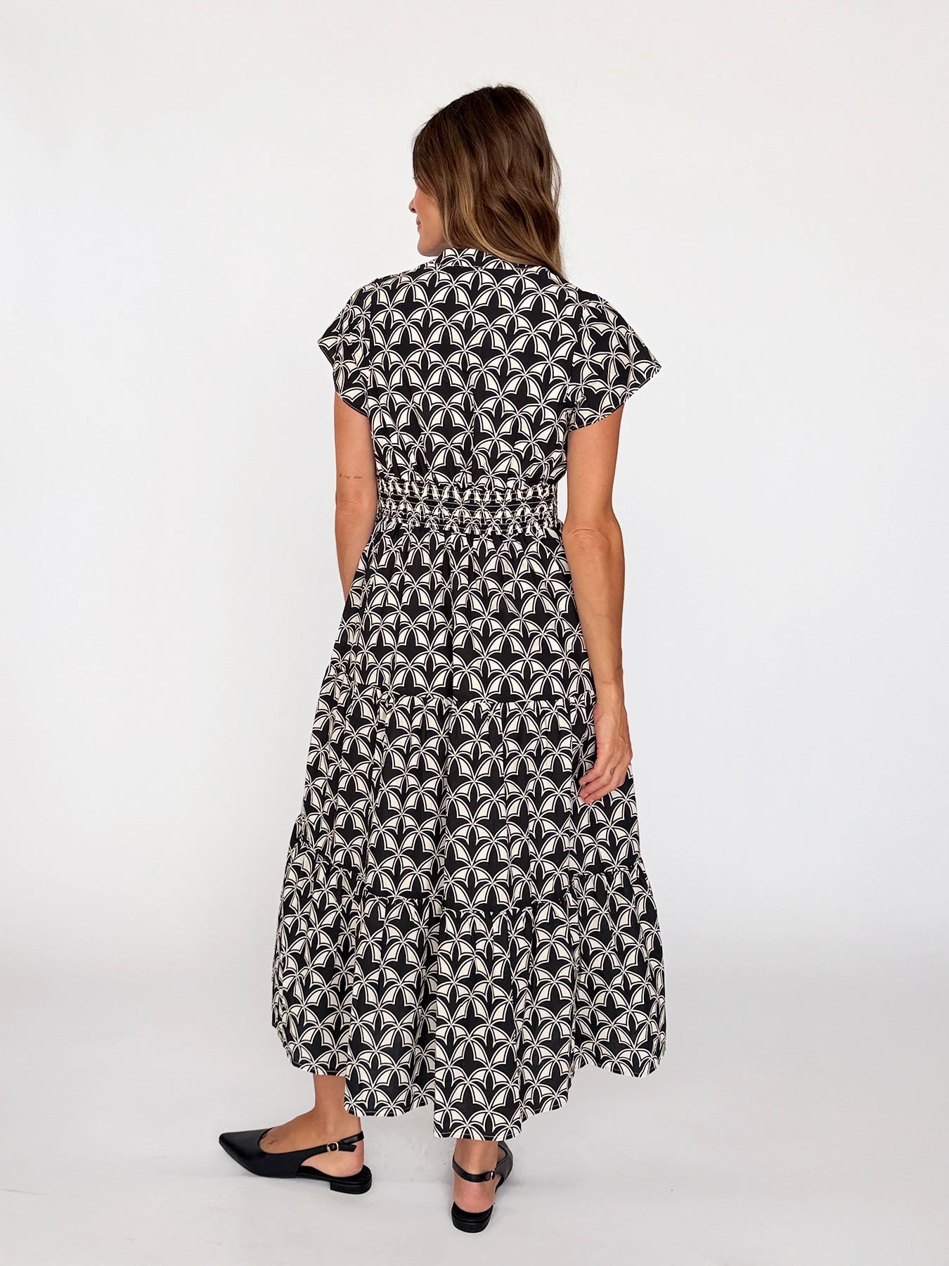CHELSEA dress Valencia Black and Ivory - Lesley Evers-cotton dress-Dress-new