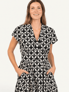 CHELSEA dress Valencia Black and Ivory - Lesley Evers-cotton dress-Dress-new