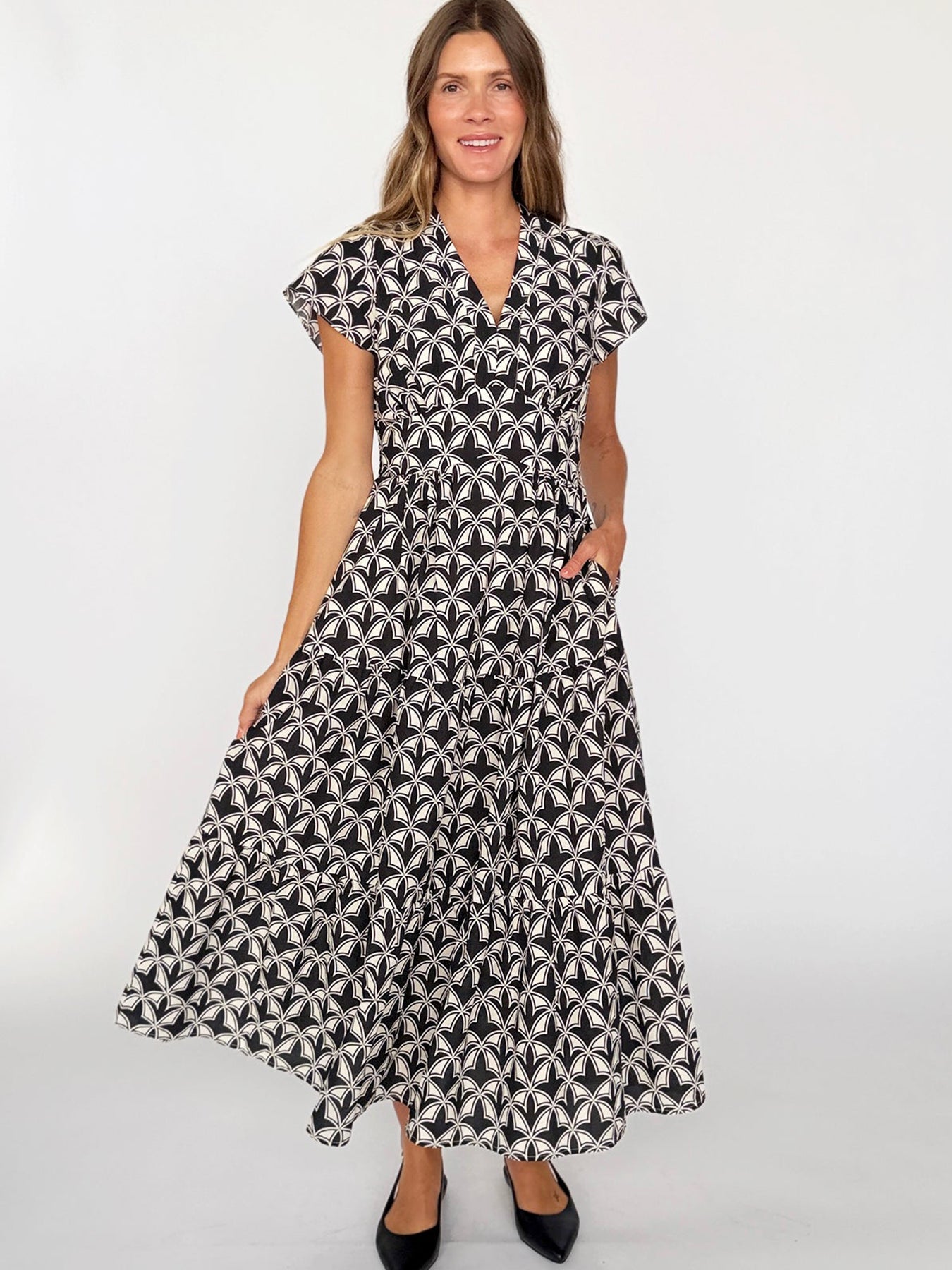 CHELSEA dress Valencia Black and Ivory - Lesley Evers-cotton dress-Dress-new