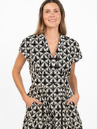 CHELSEA dress Valencia Black and Ivory - Lesley Evers-cotton dress-Dress-new