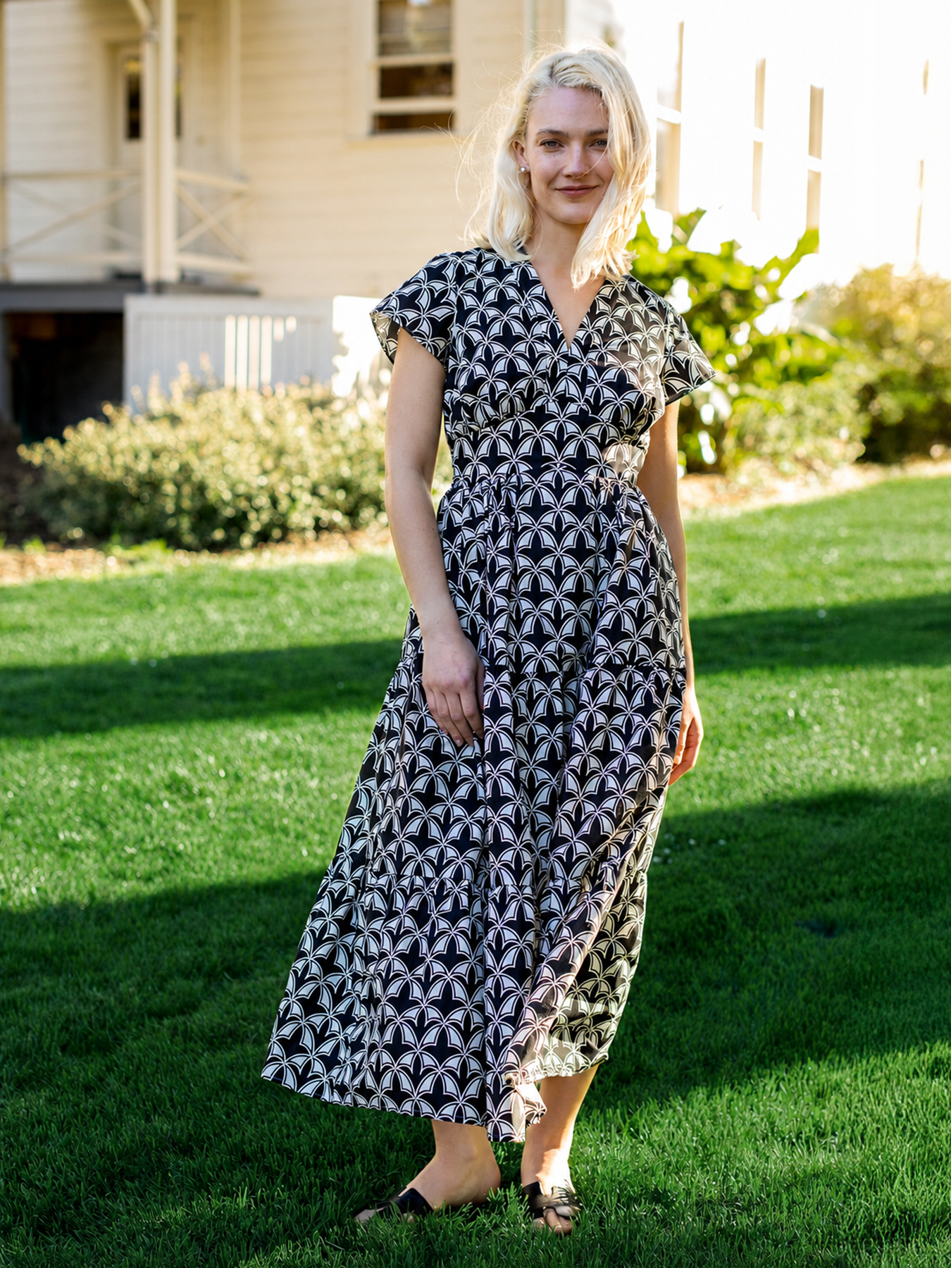 CHELSEA dress Valencia Black and Ivory - Lesley Evers-cotton dress-Dress-new
