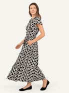 CHELSEA dress Valencia Black and Ivory - Lesley Evers-cotton dress-Dress-new