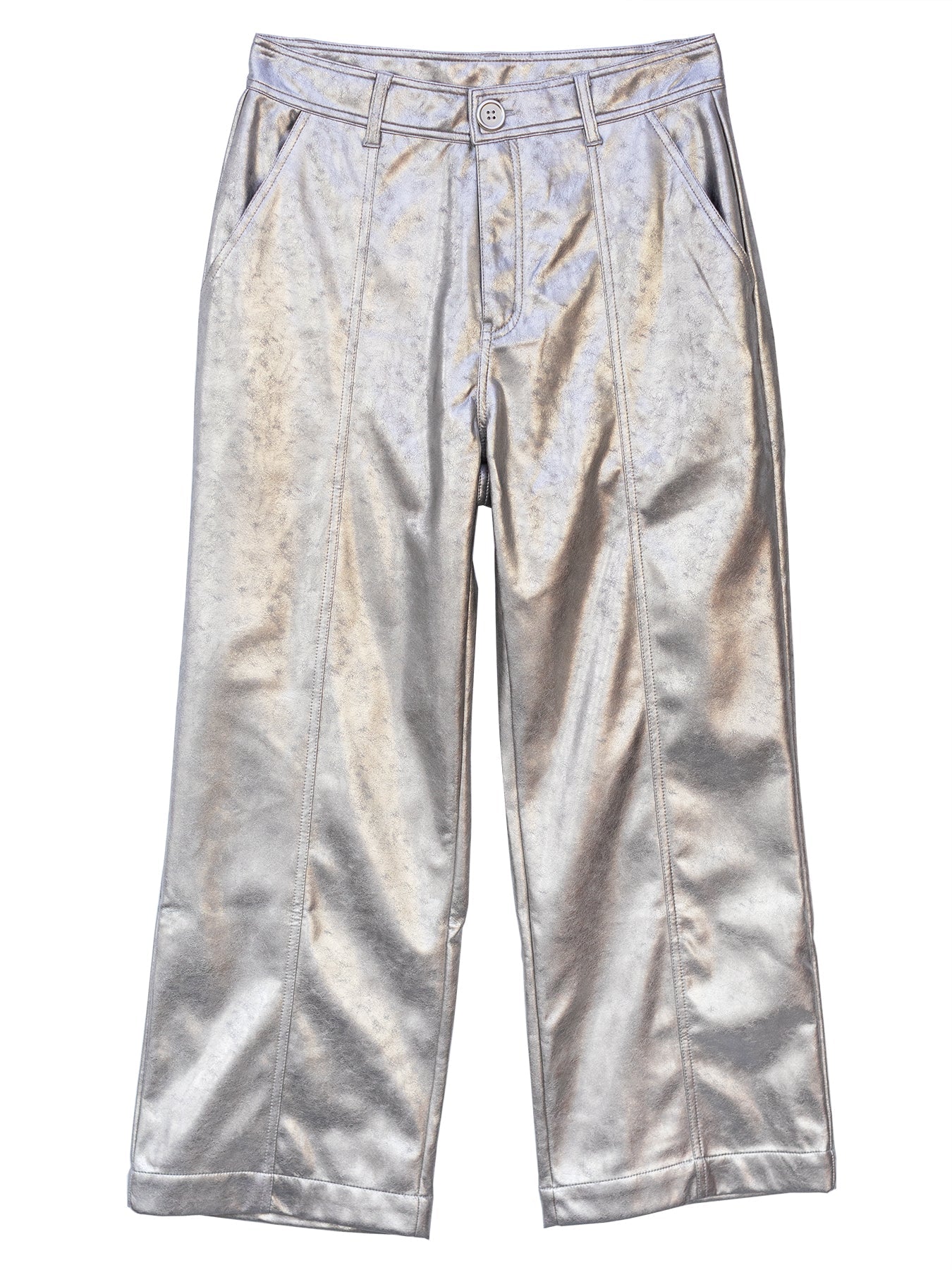 CHERYL cropped pant Silver Faux Leather - Lesley Evers - faux leather - faux suede - pant