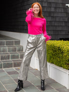 CHERYL cropped pant Silver Faux Leather - Lesley Evers - faux leather - faux suede - pant