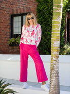 CHERYL pant Pink Faux Suede - Lesley Evers - faux suede - magenta suede - pant