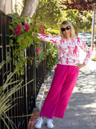 CHERYL pant Pink Faux Suede - Lesley Evers - faux suede - magenta suede - pant