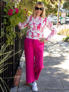 CHERYL pant Pink Faux Suede - Lesley Evers - faux suede - magenta suede - pant