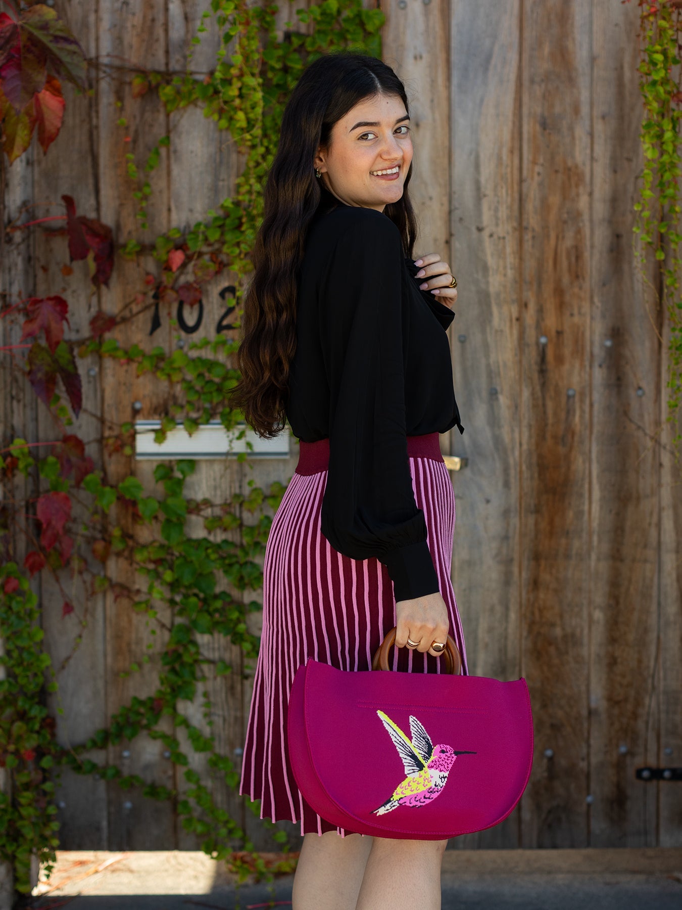 CHLOE knit skirt Burgundy and Pink Stripe – Lesley Evers