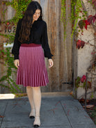 CHLOE knit skirt Burgundy and Pink Stripe - Lesley Evers - bottom - clothing - Skirt