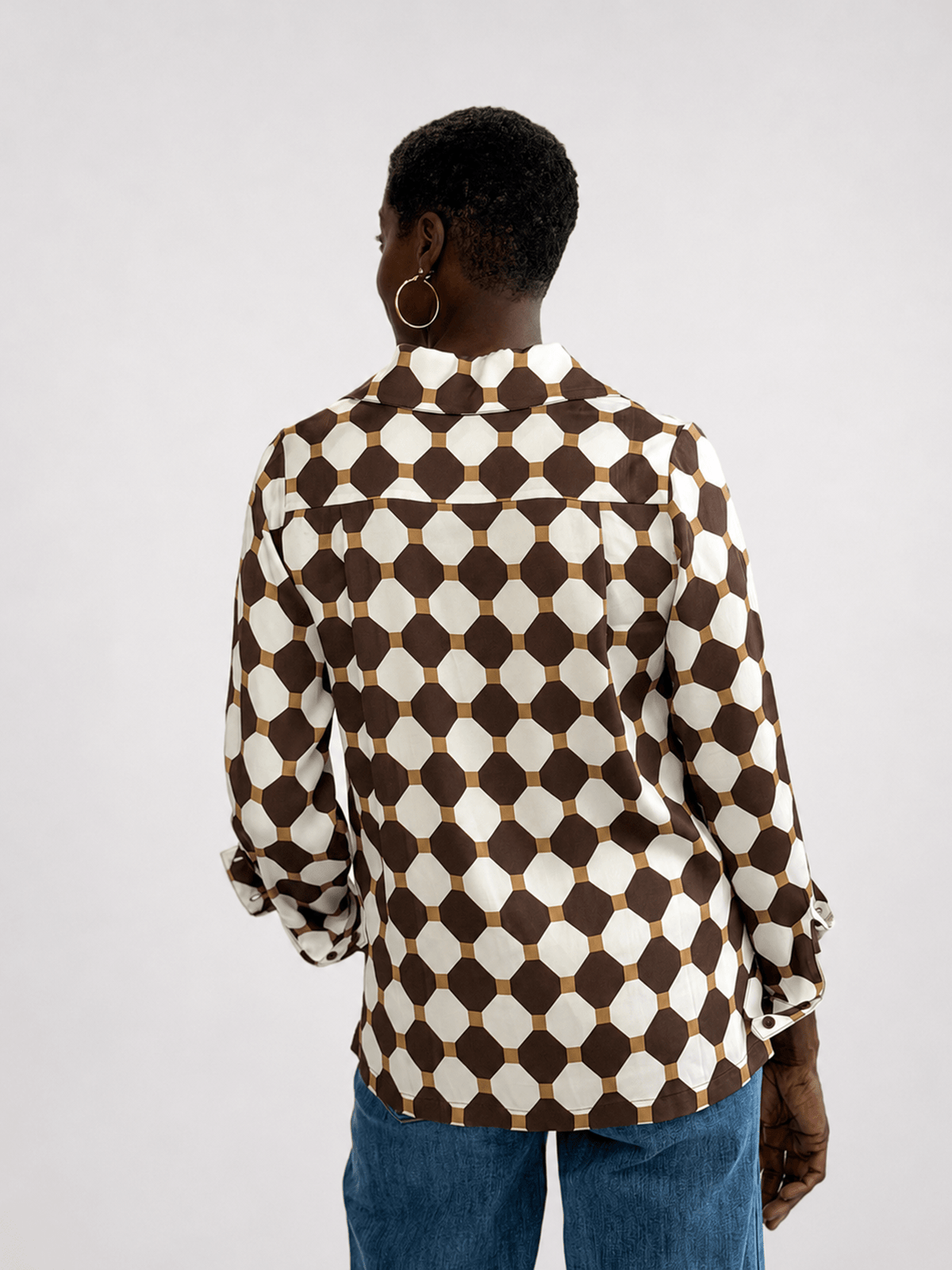 CHRISTINA blouse Promenade Brown and Ivory - Lesley Evers-Shop-Shop/All Products-Shop/New Arrivals
