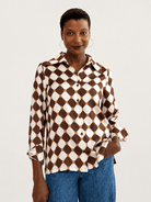CHRISTINA blouse Promenade Brown and Ivory - Lesley Evers-Shop-Shop/All Products-Shop/New Arrivals
