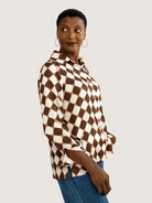 CHRISTINA blouse Promenade Brown and Ivory - Lesley Evers-Shop-Shop/All Products-Shop/New Arrivals