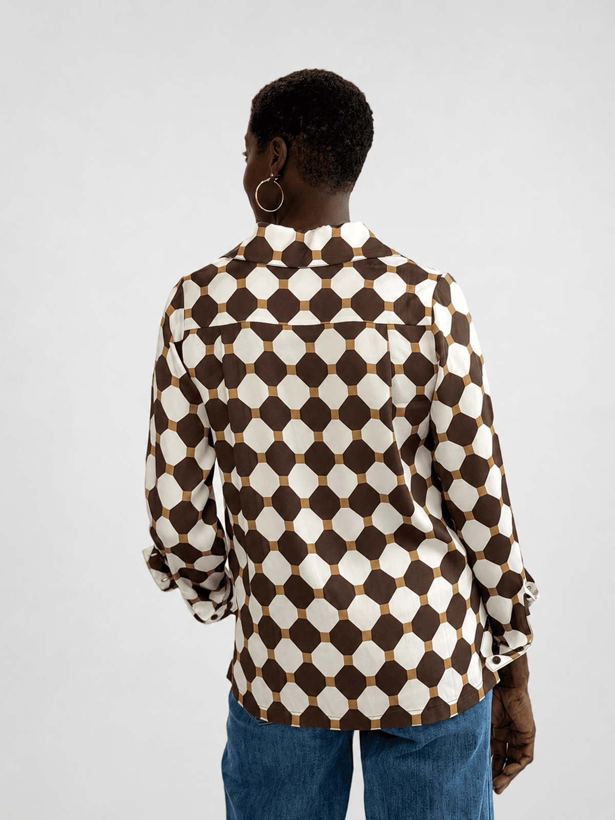 CHRISTINA blouse Promenade Brown and Ivory - Lesley Evers-Shop-Shop/All Products-Shop/New Arrivals