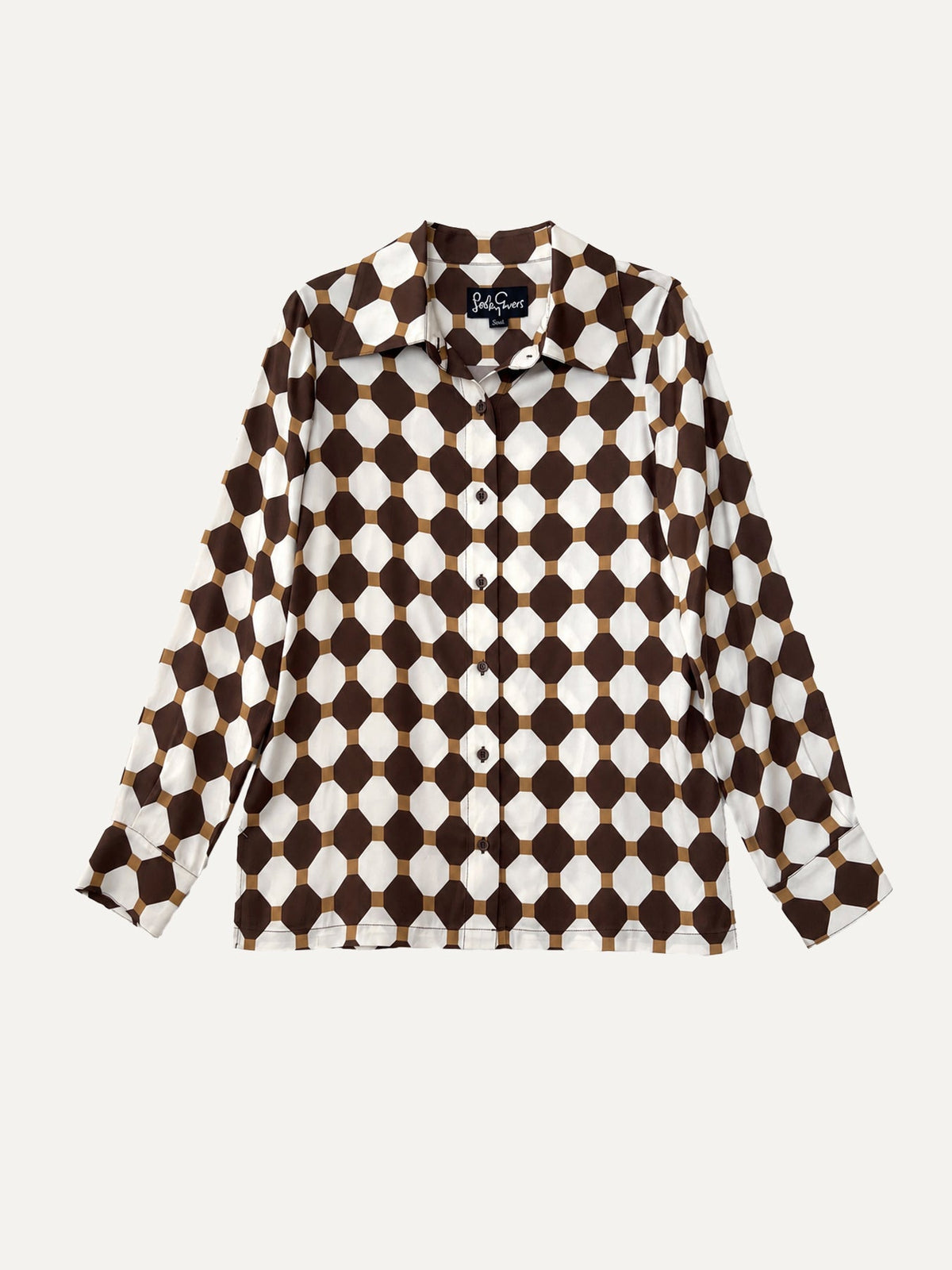 CHRISTINA blouse Promenade Brown and Ivory - Lesley Evers-Shop-Shop/All Products-Shop/New Arrivals