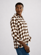 CHRISTINA blouse Promenade Brown and Ivory - Lesley Evers-Shop-Shop/All Products-Shop/New Arrivals