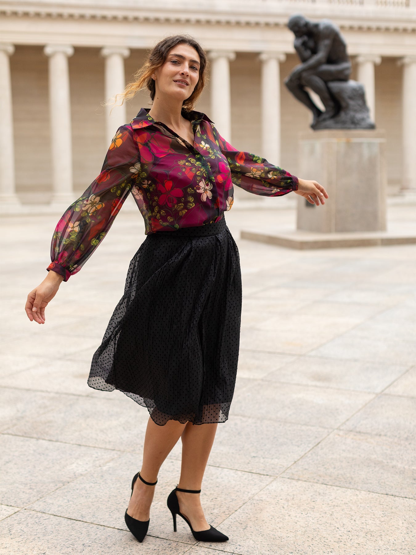 CLAIRE skirt Black Velvet Dots - Lesley Evers - 